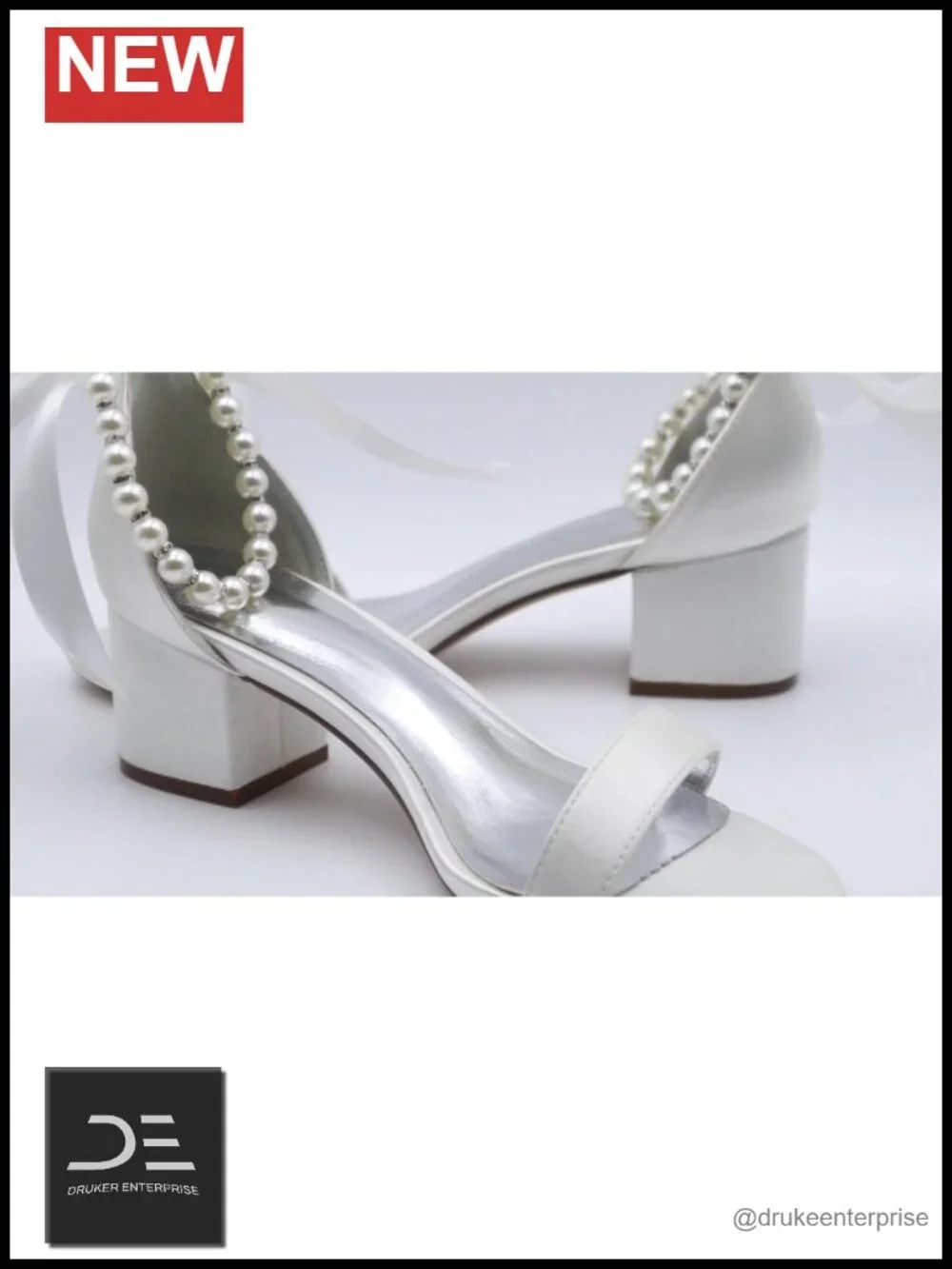 Pearl Low Block Heel Sandals Ankle Strap Peep Toe Satin Wedding Shoes 2